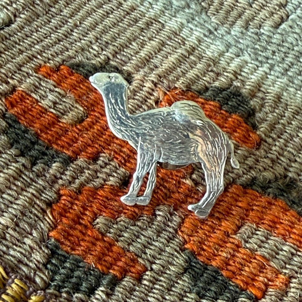 Unmarked sterling silver camel brooch